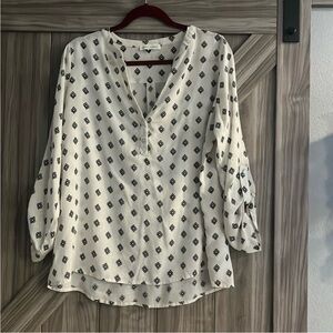Honey Punch‎ Cream Black 3/4 Sleeve Blouse